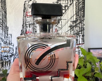 Art Deco Perfume Bottle Chunky Square Geometric Black Clear Vintage