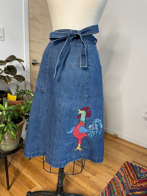 1970s wrap around jean skirt