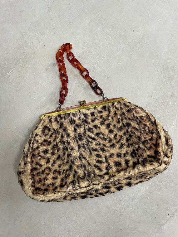 Vintage 60s Leopard Handbag Purse Faux Tort Chain Link Bag Purse Etsy Ireland