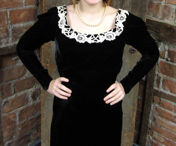 1930s Dress Black Velvet Gown Goth Wedding