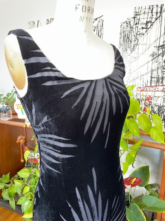 Vintage 1990s Escada Dress / Black Burn out Dress… - image 1