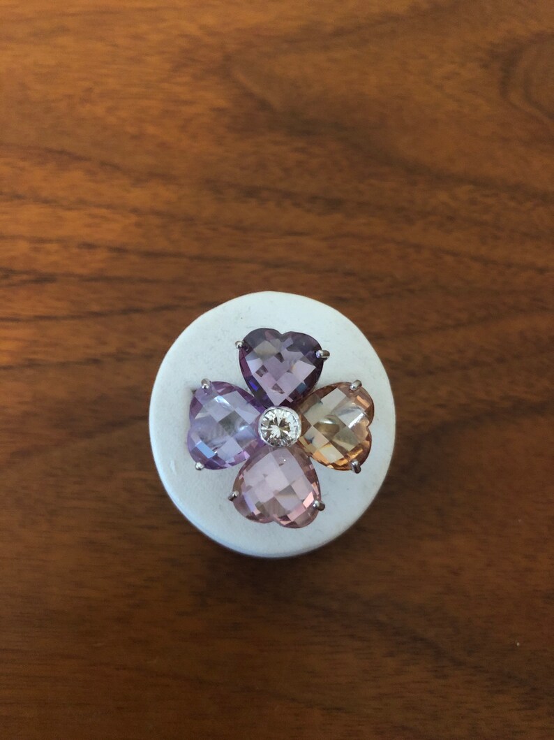 Sterling silver heart Pansy Ring 7.25