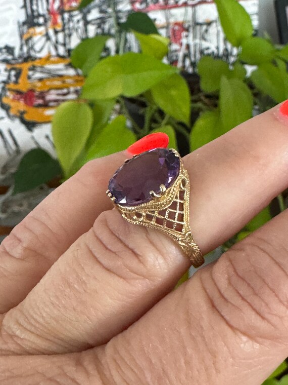 14K Gold Amethyst RING  Statement Ring Cocktail R… - image 8