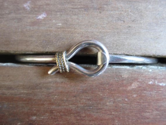 Sterling Silver Bangle Bracelet- Vintage - Brass … - image 3