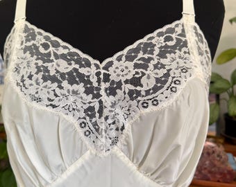 Aristocraft Full Slip Nighty Nightgown Dress Lace 36 White  Lingerie Made in USA