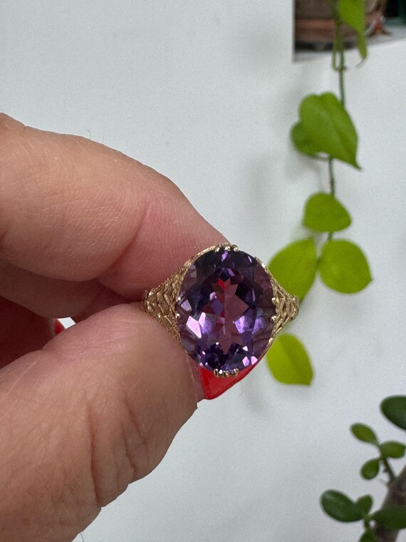 14K Gold Amethyst RING  Statement Ring Cocktail R… - image 5