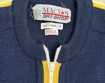 Macy's SKI shop Wool Sweater Austria Made Vintage 1970s