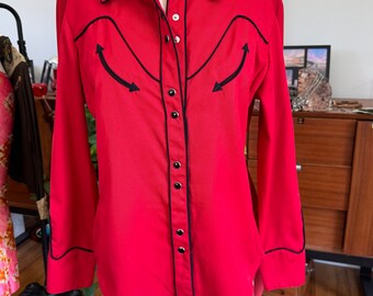 Scully Western Shirt Vintage 80s / 90s Unisex Red / Black - Etsy