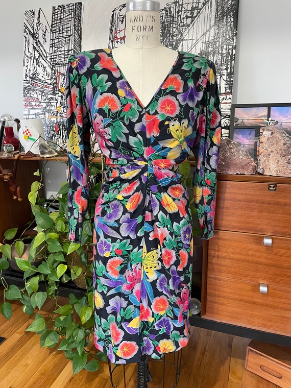 EMANUEL UNGARO Parallele Pansy Floral Long Sleeve Dress S 90s - Etsy  Singapore