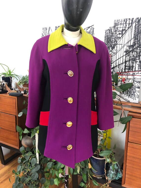 Christian Lacroix  Jacket  Coat  Colorblock  Purp… - image 2