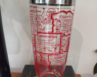 Irvinware Cocktail Shaker Barware Recipe Red Mid Century MCM
