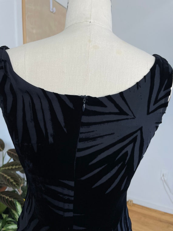 Vintage 1990s Escada Dress / Black Burn out Dress… - image 4