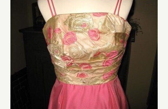 1960's Gown. Pink Formal Lame Gown. Its a Jackie O