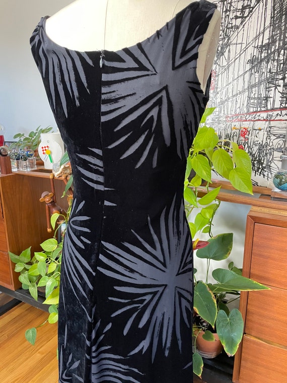 Vintage 1990s Escada Dress / Black Burn out Dress… - image 3