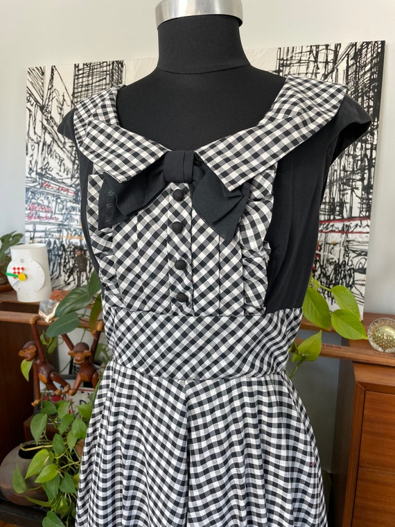 1960's -1970s Maxi Dress - Checkered Black & White