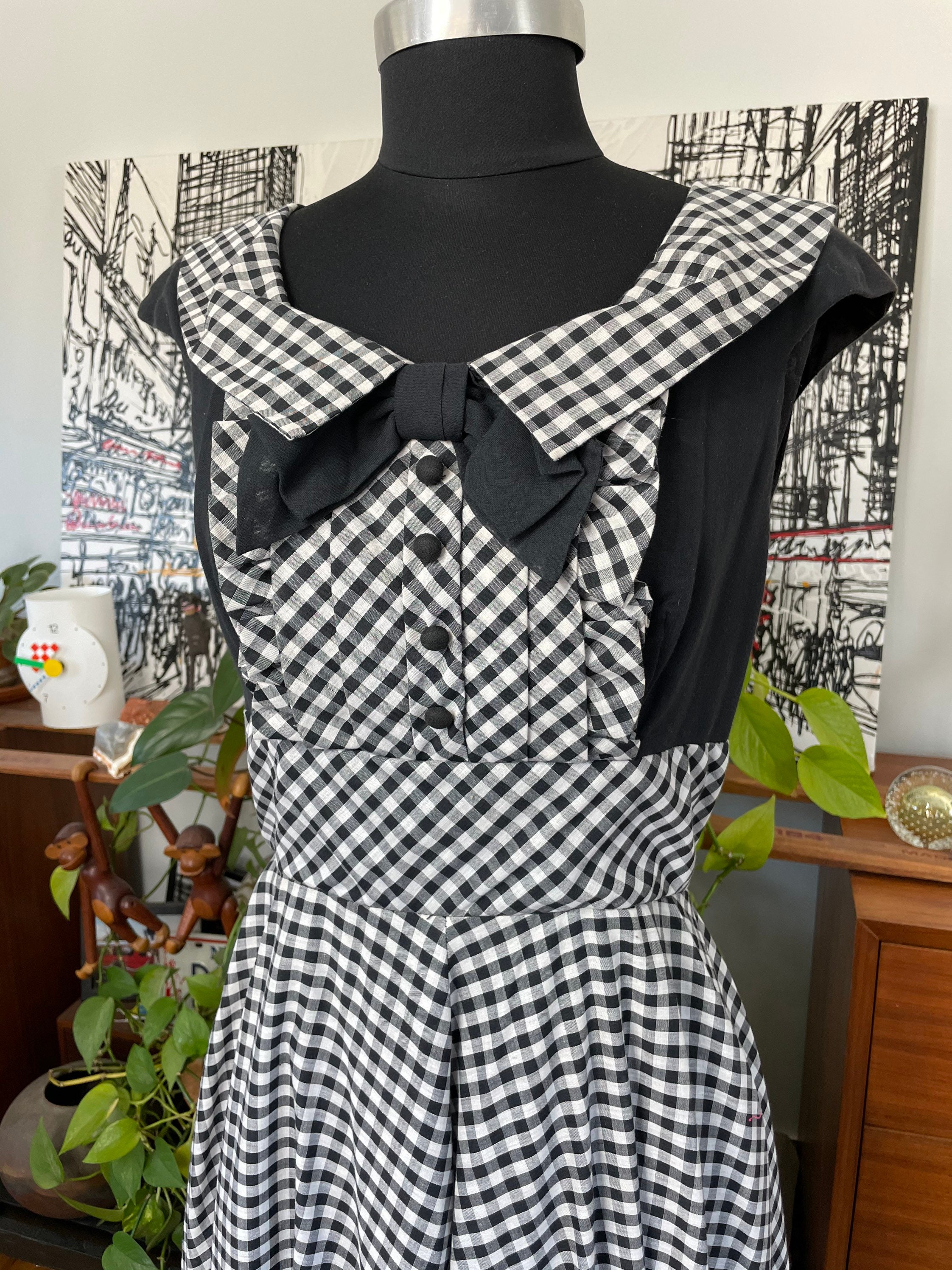 70s Checkered Dress - Etsy