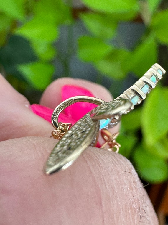 10k Diamond Opal Pendant Dragonfly Necklace Vinta… - image 7