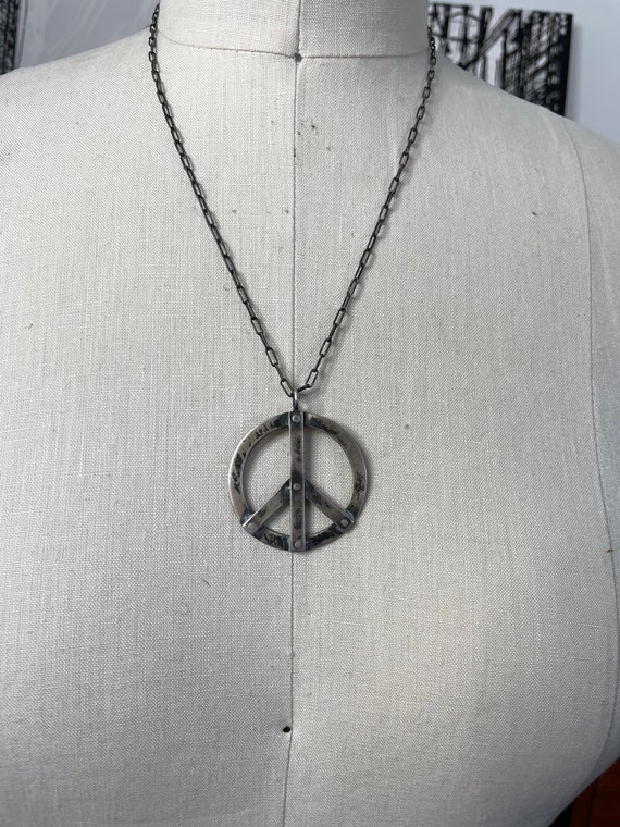 Sterling Silver Peace Sign Handmade Hallmarked Di… - image 4