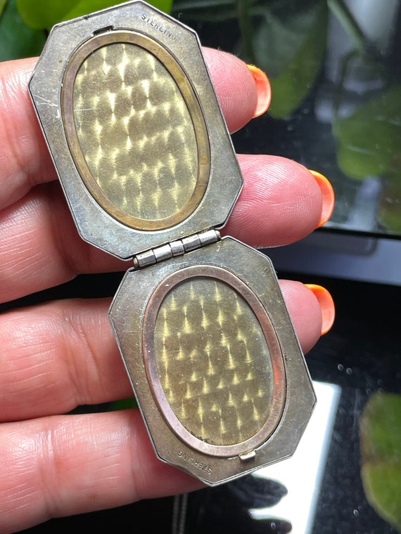 Vintage sterling silver Locket picture frame Keep… - image 7