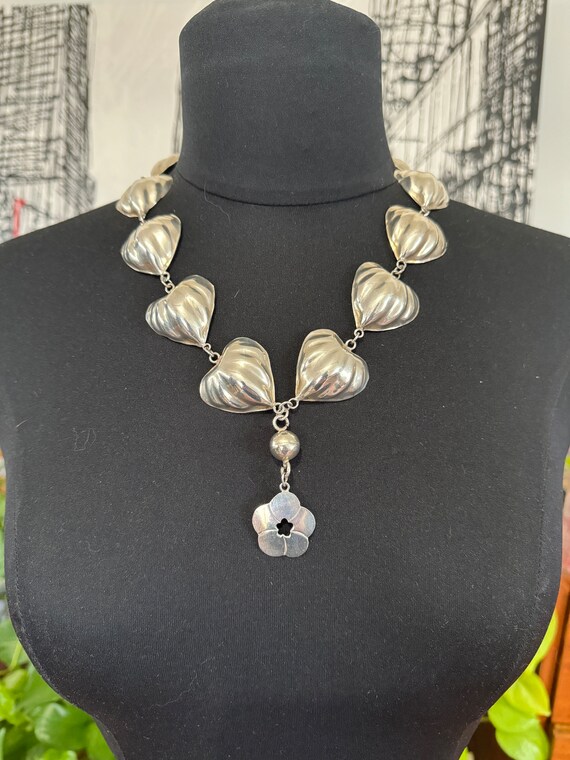 アクセサリー Vintage mexican silver heart necklace Sterling Silver 925 Mexico Silver Heart Pendant Blue Resin