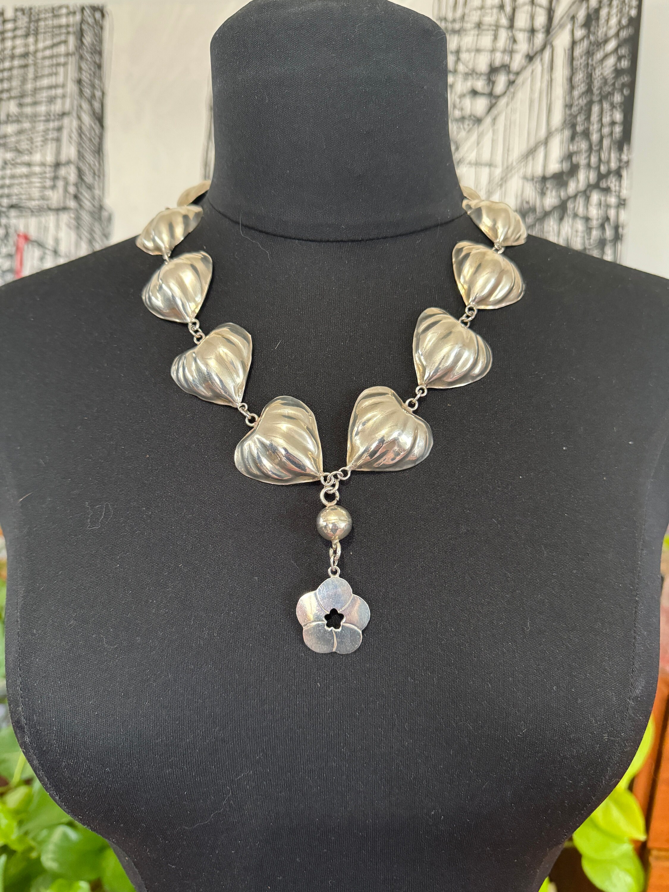 アクセサリー Vintage mexican silver heart necklace Vintage Mexico Sterling Silver Heart Pendant w/30” Necklace
