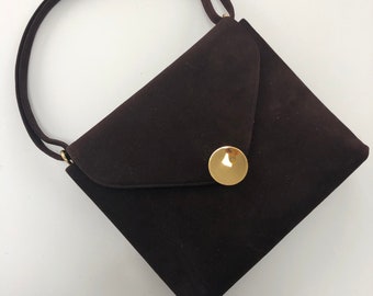 Brown Suede Handbag Purse - New old Stock - Custom Made 1960s