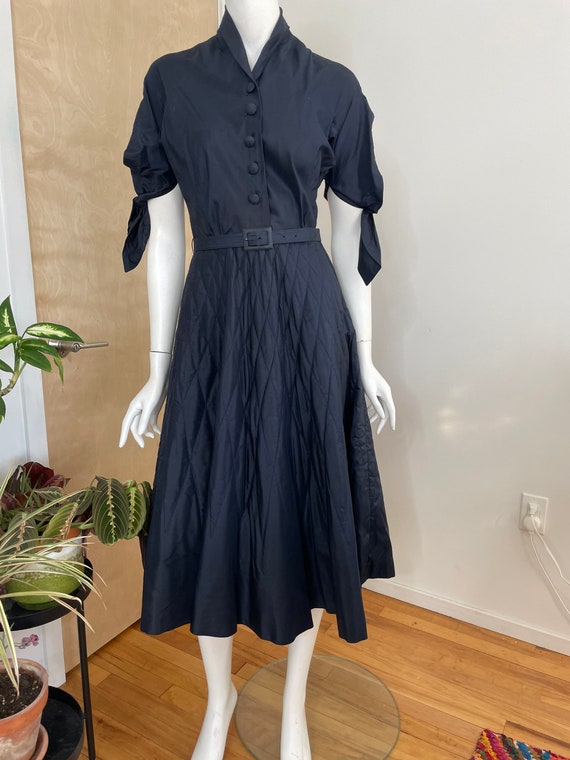 1950s Varden Navy Blue Dress - Fit & Flare - Quil… - image 6