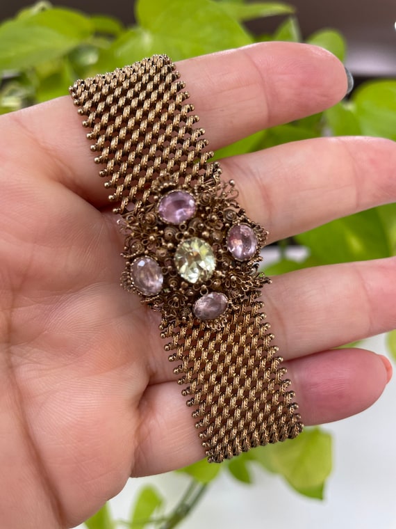 Antique 14K Gold Bracelet Amethyst Peridot Victorian 1900s - Etsy