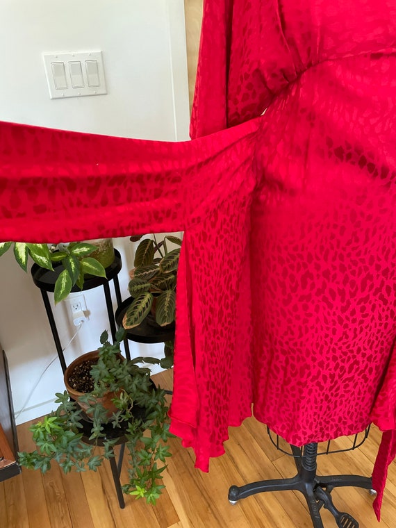 1980s Red Animal print Dress / Leopard Print Dres… - image 9