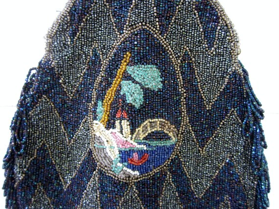 Beaded Flapper Hand bag Art Nouveau Art Deco Era … - image 6