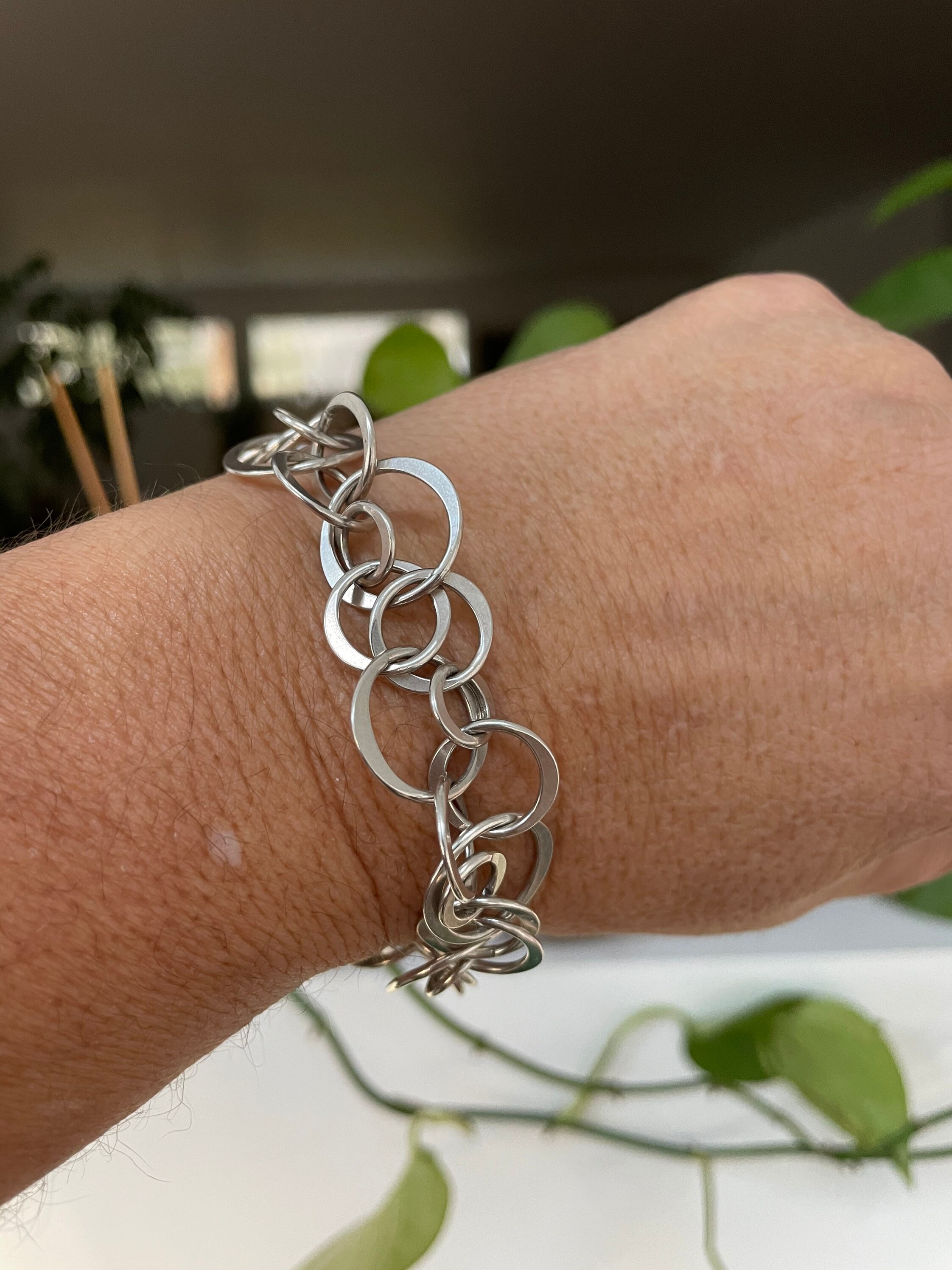 Vintage Sterling Silver Mexican Circle Link Bracelet - Etsy