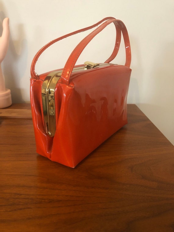 On Sale 1960s Mod Handbag Orange Red Purse