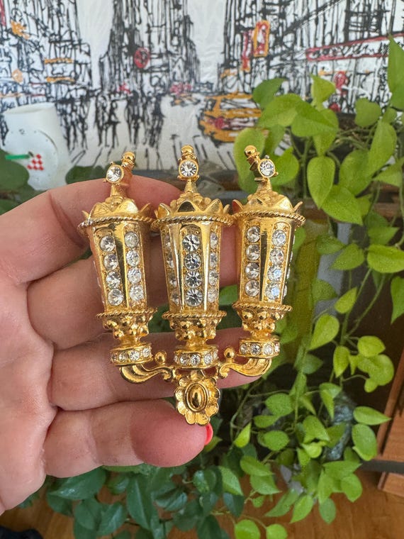 Kenneth J Lane Lamp Brooch Pendant  "Streets of P… - image 1