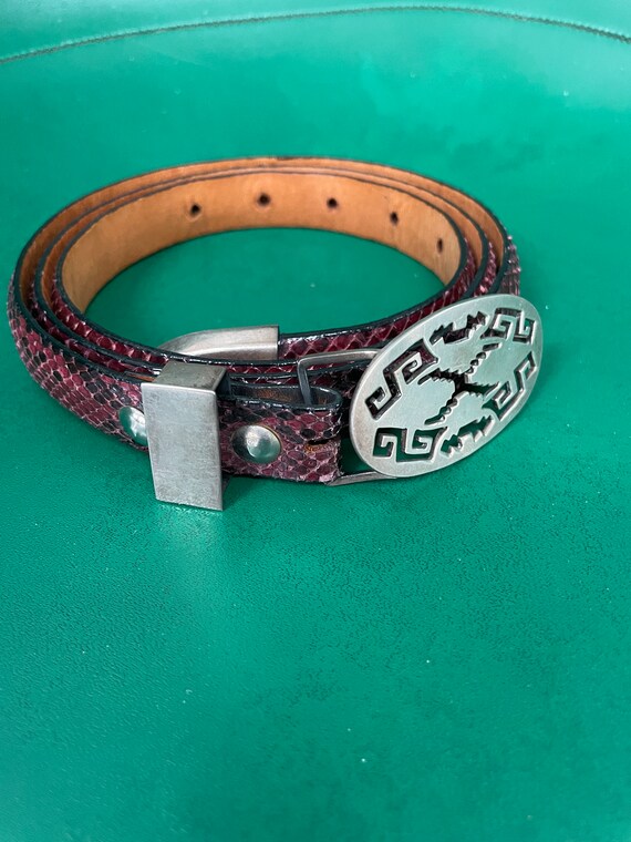 Vintage Sterling Silver Snake Skin Belt Mexican B… - image 7