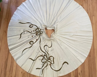 Trompe l'oeil Skirt Full Circle Skirt 1940s 1950s Hand Painted Bows