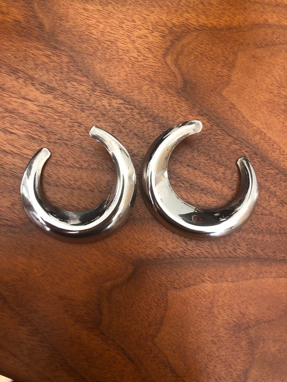 Vintage Silver Earrings. Large Circular. Crescent… - image 7