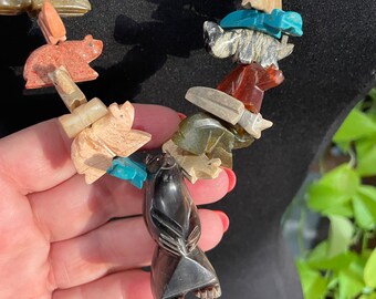 Zuni Stone Bear Fetish Necklace Native American