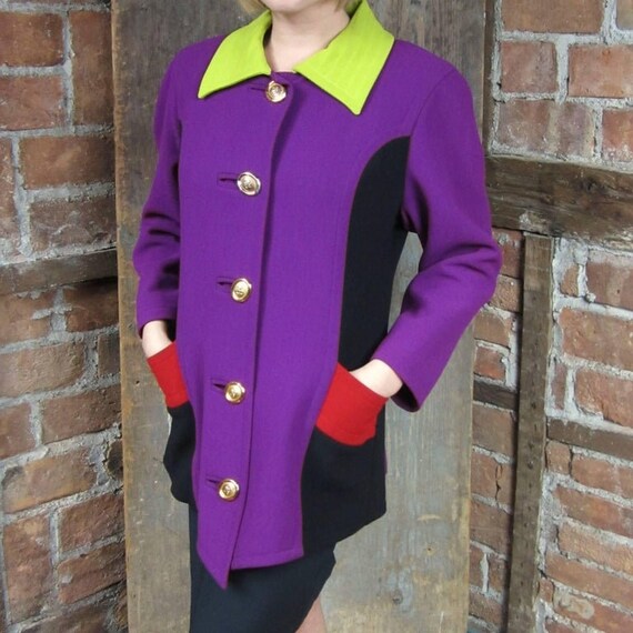 Christian Lacroix  Jacket  Coat  Colorblock  Purp… - image 1