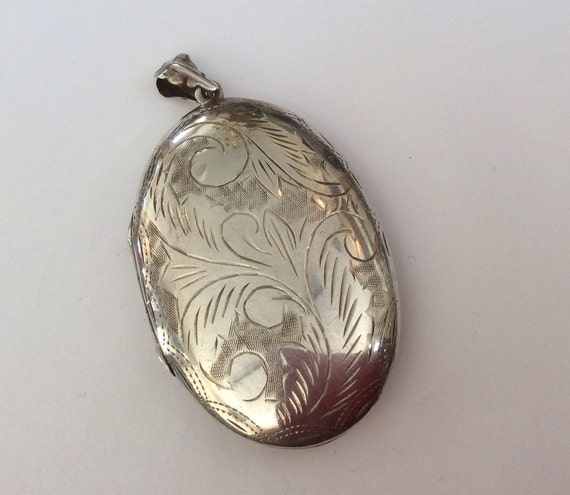 Vintage sterling silver Locket floral picture fra… - image 3