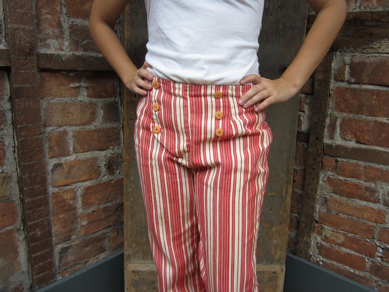 red and white striped bell bottoms