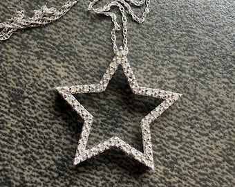 10K Gold Necklace Diamond Star Pendant
