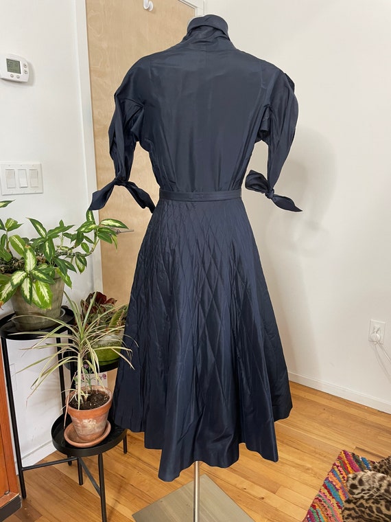 1950s Varden Navy Blue Dress - Fit & Flare - Quil… - image 7