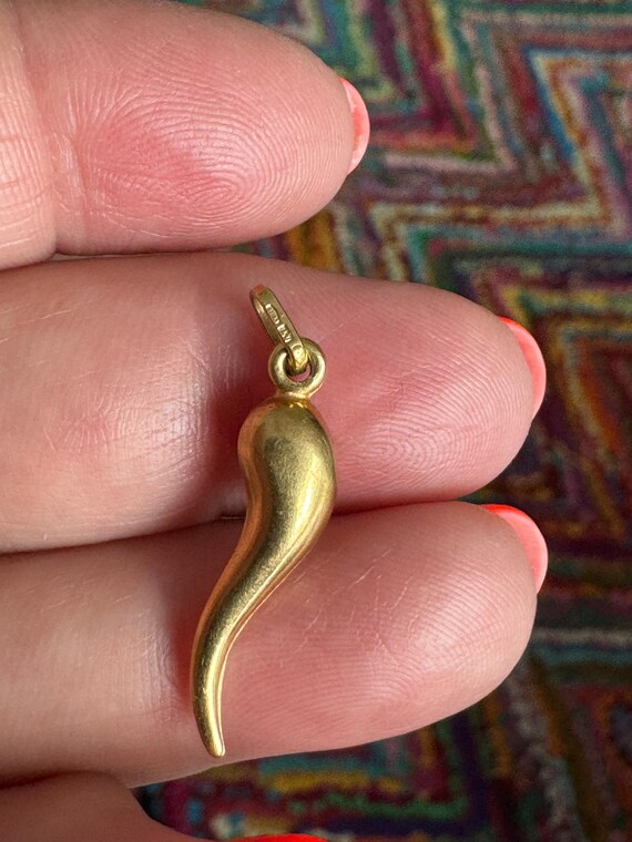 Italian Charm Bracelet Gold Vintage Italian Horn Charm Cornicello