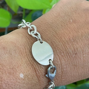 Taxco Sterling Silver Monogramn Circle  Link Bracelet Vintage