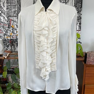 トップス Valentino 1990s boho style blouse Valentino - Blue Blouse With 90's Ruffles - Etsy