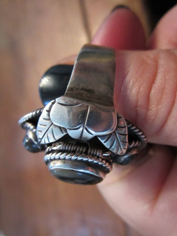 Sterling Silver Poison Ring Adjustable size Taxco… - image 10