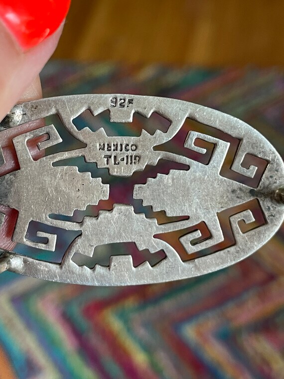 Vintage Sterling Silver Snake Skin Belt Mexican B… - image 9