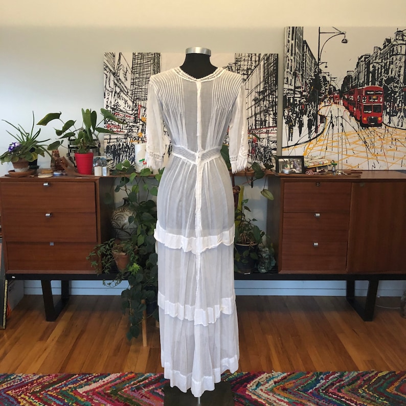 Victorian Tea Dress/ Antique Edwardian Gown Dress/ Embroidered / Turn of the century Garden Wedding image 5