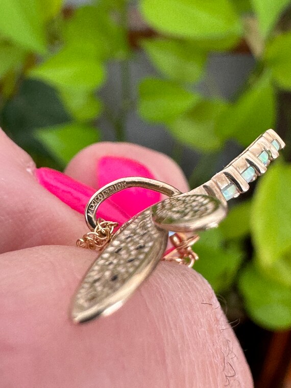 10k Diamond Opal Pendant Dragonfly Necklace Vinta… - image 5