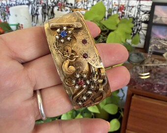 10K Gold Bangle Bracelet Rose & Yellow - Gypsy Antique - Estate Jewelry Victorian